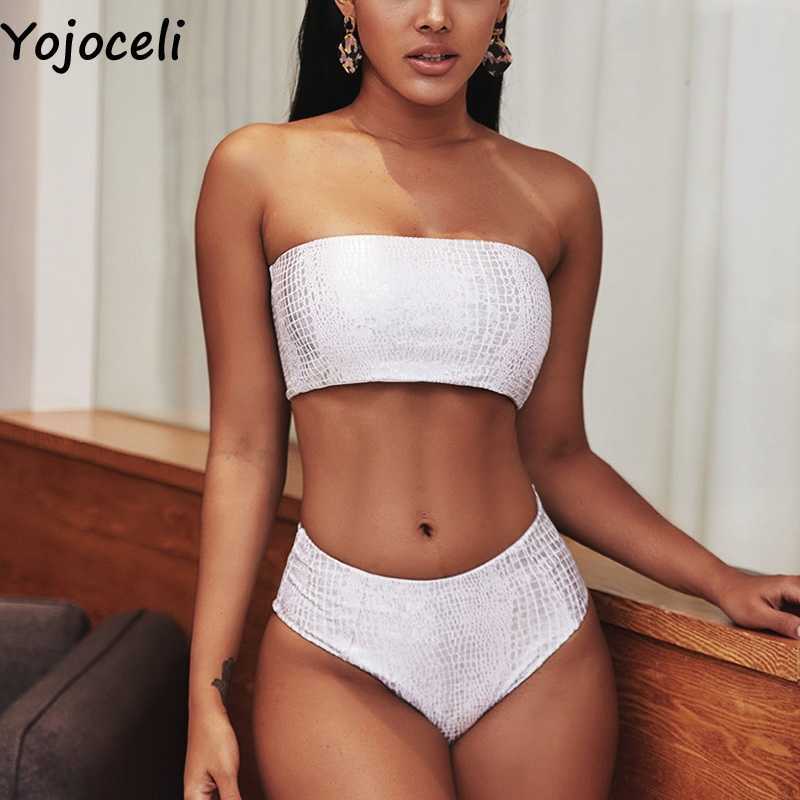 Yojoceli White lace sexy summer swimming suit for women Elegant 2 pieces tankini female Beach off shoulder swimwear bikini 210609