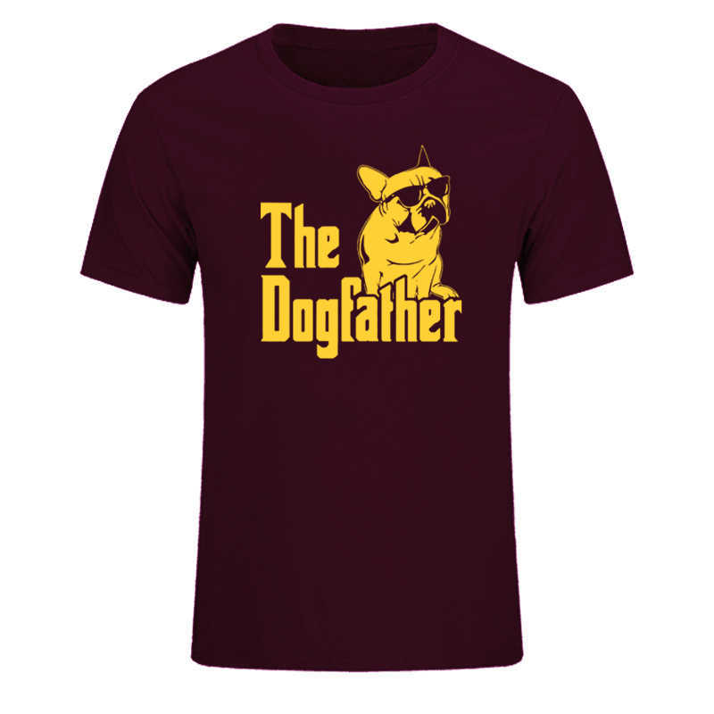 The Dogfather Dog Dad French Bulldog Funny T Shirts Men Summer Cotton Harajuku Short Sleeve O Neck Streetwear Tops EU Size 210629