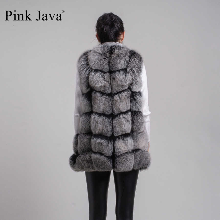 Pink Java 80 women winter coat real fur vest natural fur gilet fashion clothing ganuine coat fur jacket 211019