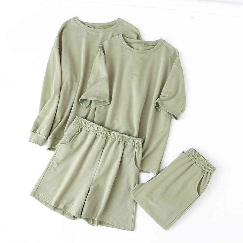 Tangada Autumn Women Terry 95% cotton sweatshirt suit oversized sets o neck hoodies sweatshirt suits 6L30 211108