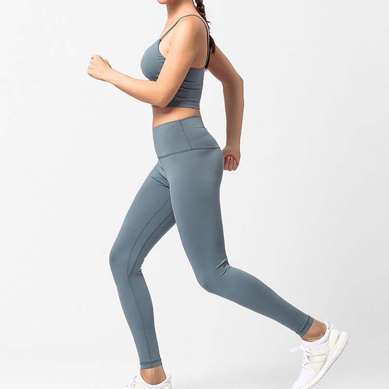 Fitness Sets Women Sexy Backless Vest High Waist Skinny Push Up Jeggings Female Workout Seamless Legging Feminine Two Piece Dress