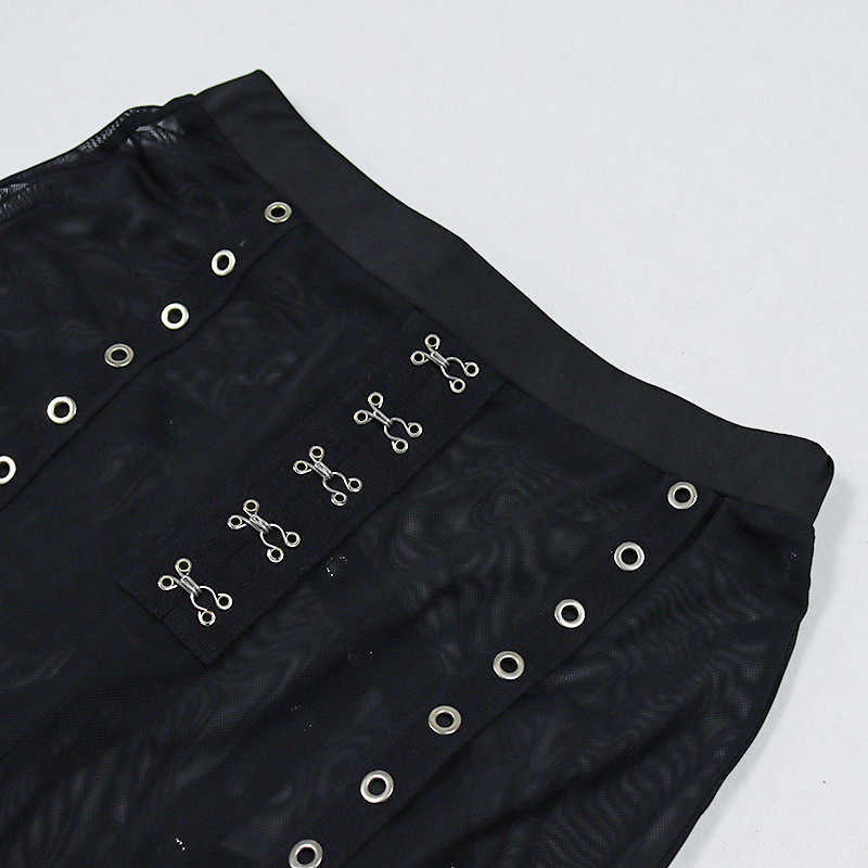 Laced Up Mesh Short Sexy Summer Skinny Street Wear Punk High Waist Biker Shorts Crisscross Eyelets Lace-up Shorts 210611