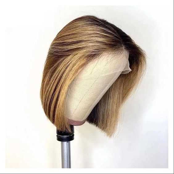 Ombre Color Bob Lace Front Human Hair Wigs Highlight Brazilian Remy Hair 4*4 Lace Wigs 150% Density Pre-plucked S0826