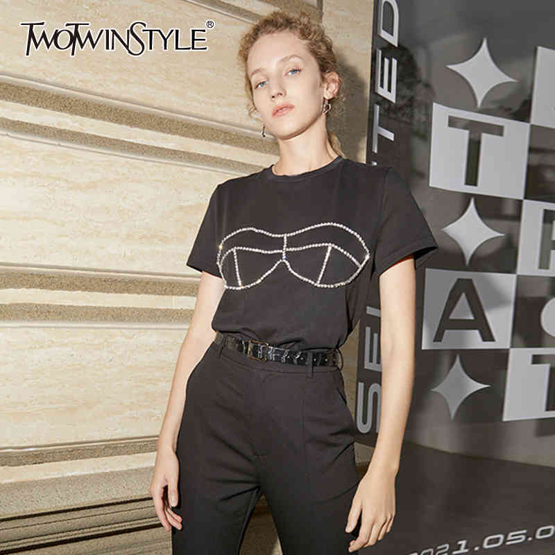 TWOWINSYLE Casual Black Diamonds Shirt For Women O Neck Short Sleeve Korean Straight Shirts Female Summer Fashion 210524
TWOWINSYLE Casual Black Diamonds Shirt For Women O Neck Short Sleeve Korean Straight Shirts Female Summer Fashion 210524