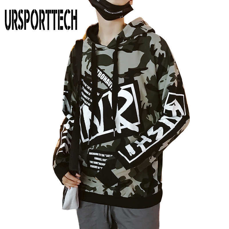 Autumn Men Camouflage Hoodies Long Sleeve Hooded Sweatshirt Male Hoodie Casual Hip Hop Streetwear Hoodie Homme Big Size M-4XL 210528