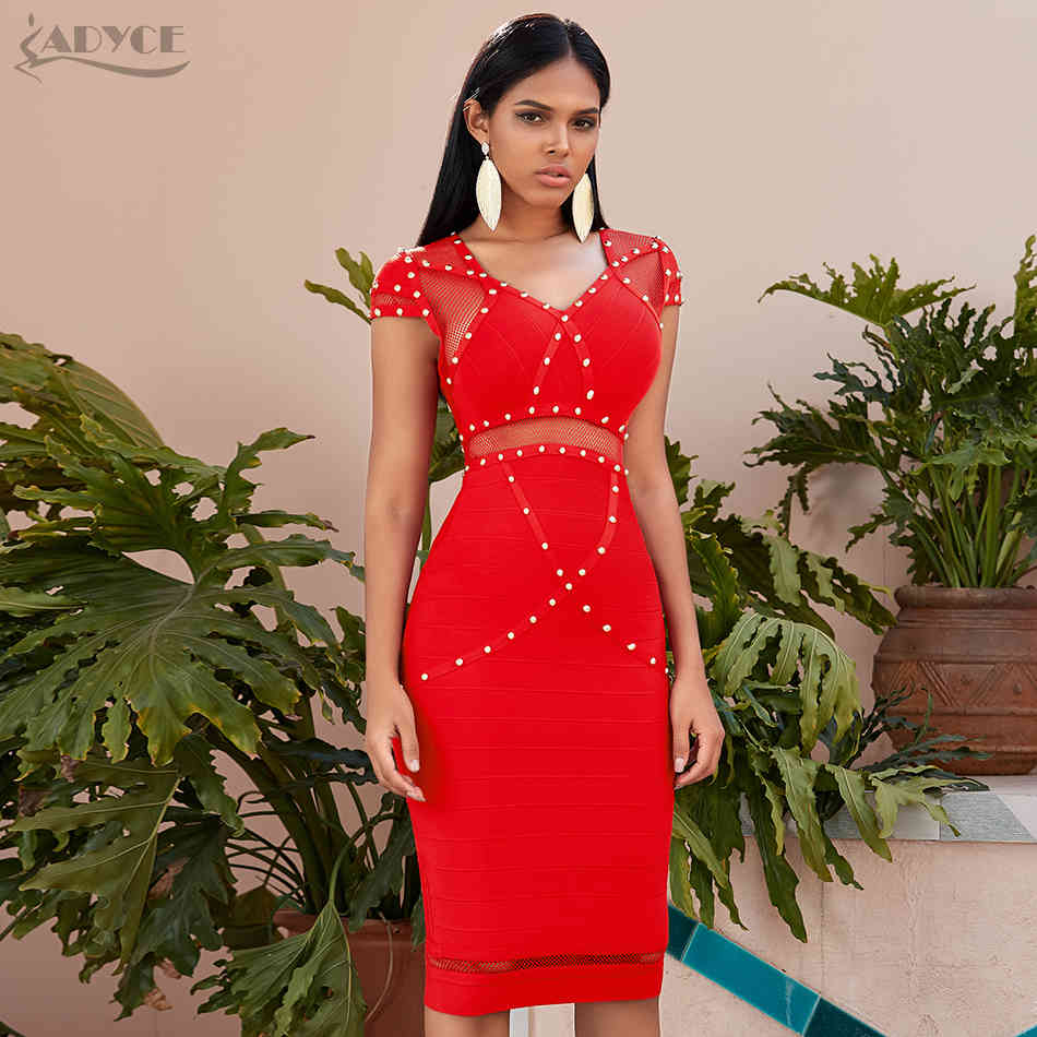 Summer Red Lace Bandage Dress Women Sexy Hollow Out Bodycon Club Celebrity Evening Runway Party Dresses Vestidos 210423