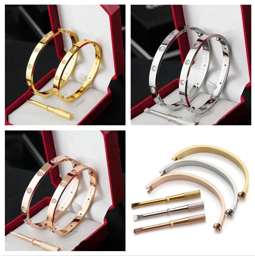 Love Bracelet Bangles Women Men 4CZ Titanium Steel Screw Screwdriver Bracelets Gold Silver Rose Nail Bracelet Jewelry with velvet bag, Black
Love Bracelet Bangles Women Men 4CZ Titanium Steel Screw Screwdriver Bracelets Gold Silver Rose Nail Bracelet Jewelry with velvet bag, Black