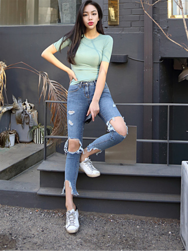 Summer green women T-Shirt basic Casual Tee Shirt Femme Tees Cotton tshirt Thin slim Top harf sleeve female T shirt joker 210423