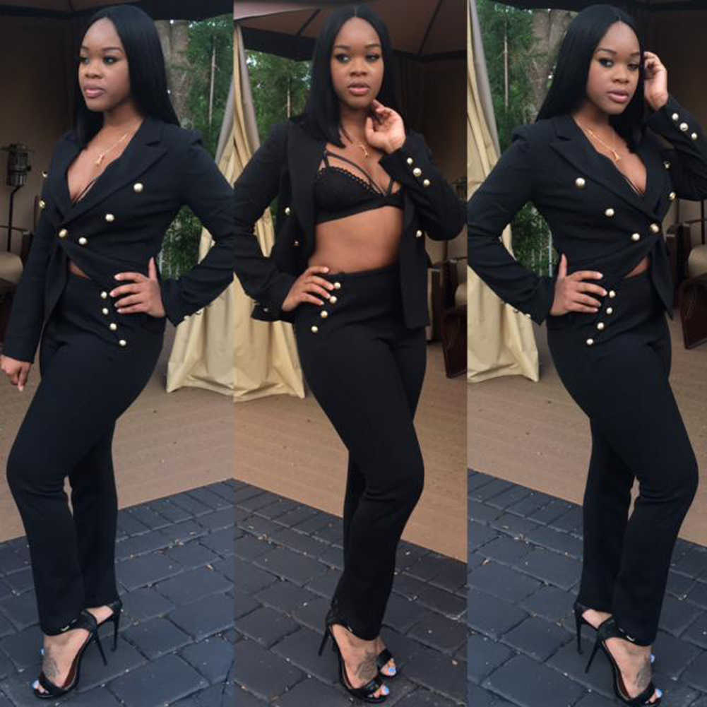 CMYAYA Business Attire Work Office Autumn/winter Women Fashion Full Sleeve Coat Outerwear Blazers Pants Suits Cardigan 3091 210930