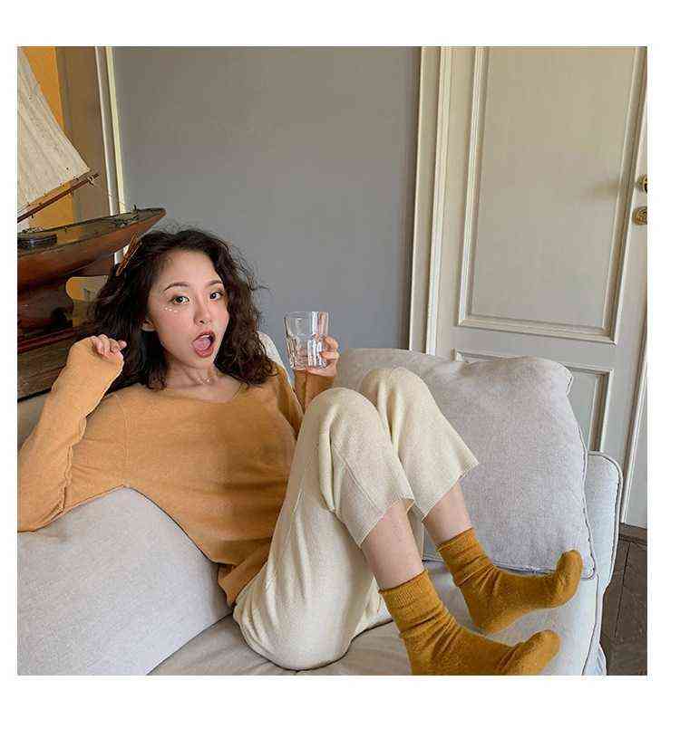 chic casual Autumn Winter Basic Sweater pullovers Women v-neck Solid Knit Slim Pullover female Long Sleeve warm Khaki Sweater 211109
