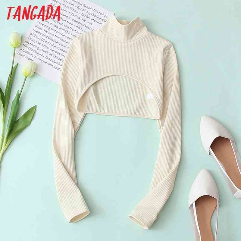 women solid strethy crop T long sleeve tees ladies casual tee shirt street wear top QJ127 210416