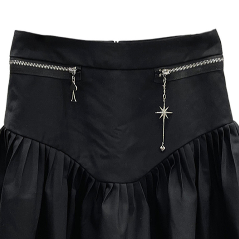 Nomikuma High Waisted Women Skirts Zipper Chain Causal A-line Mini Skirt Spring New Korean Faldas Mujer Moda 6G200 210427