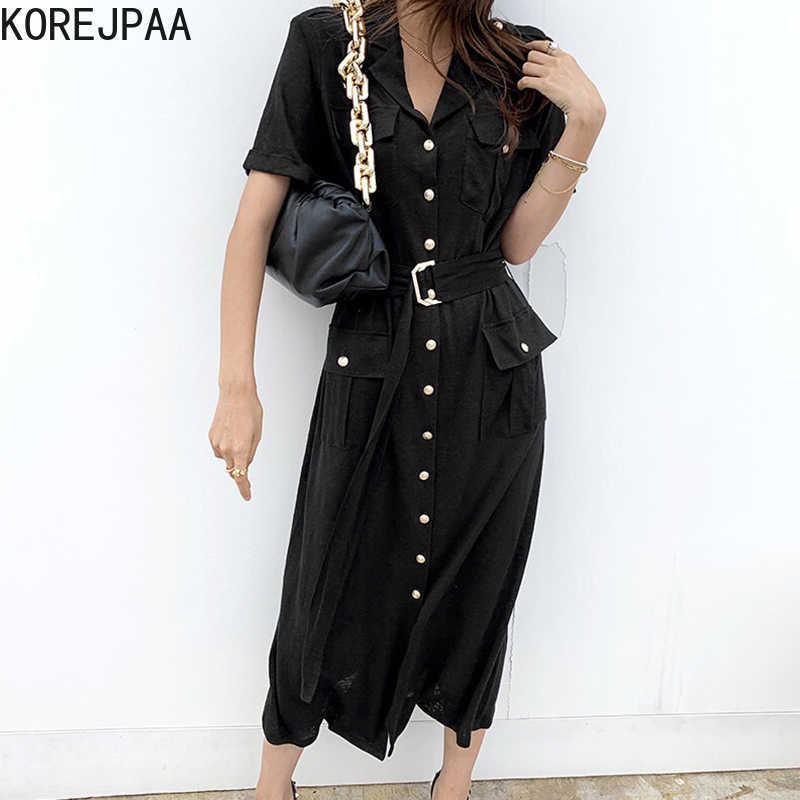 Korejpaa Women Dress Summer Korean Chic Retro Lapel Buckle Lace-Up Waist Single-Breasted Multi-Pocket Short-Sleeved Vestido 210526, Apricot
Korejpaa Women Dress Summer Korean Chic Retro Lapel Buckle Lace-Up Waist Single-Breasted Multi-Pocket Short-Sleeved Vestido 210526, Apricot