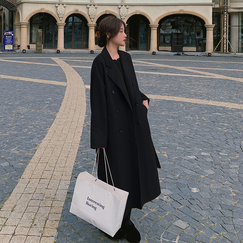 Wonder Autumn Single-breasted Woolen Coat Vintage Female Long Korean Jackets Casual Street Lady Outwears 210510