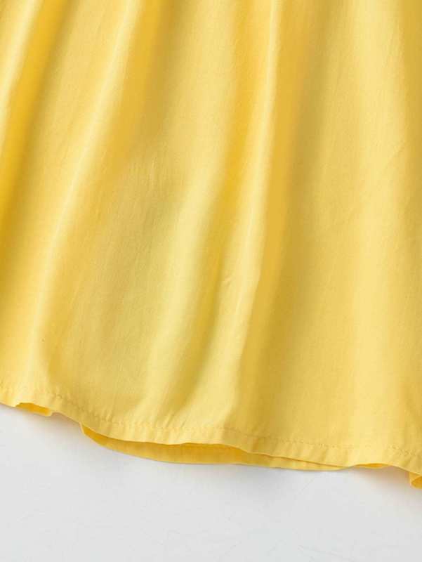 Girls Ruffle Trim Lace Panel Dress SHE