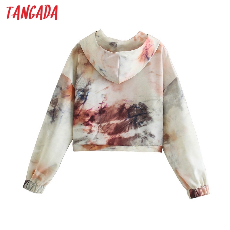 Women Tie-dye Print Hoodie Sweatshirts Oversize Ladies Pullovers Pocket Hooded Tops 5Z77 210416