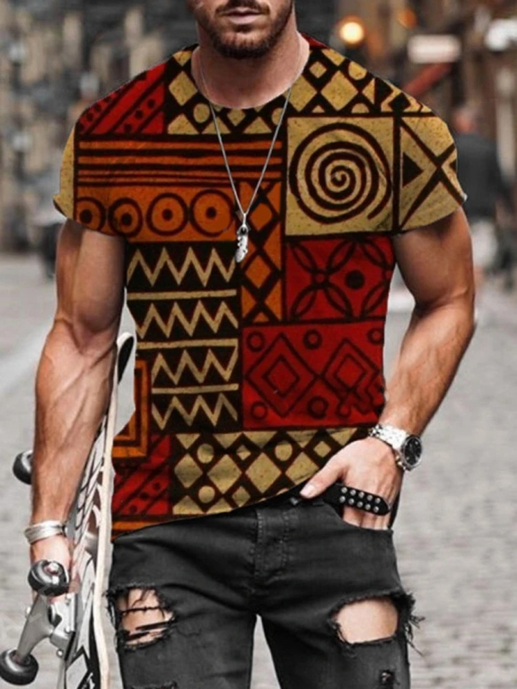 American color printing pattern men's 3D T-shirt graphic optical illusion short-sleeved party top street punk gothic round neck summer, Picture 5
American color printing pattern men's 3D T-shirt graphic optical illusion short-sleeved party top street punk gothic round neck summer, Picture 5