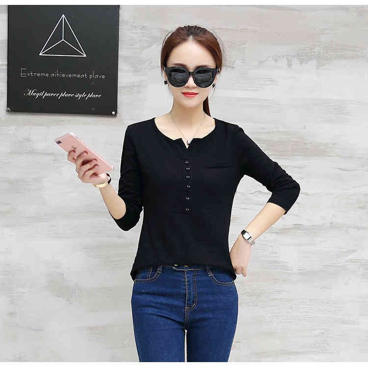 women tops long sleeved blouses casual slim clothing solid plus size D204 30 210506