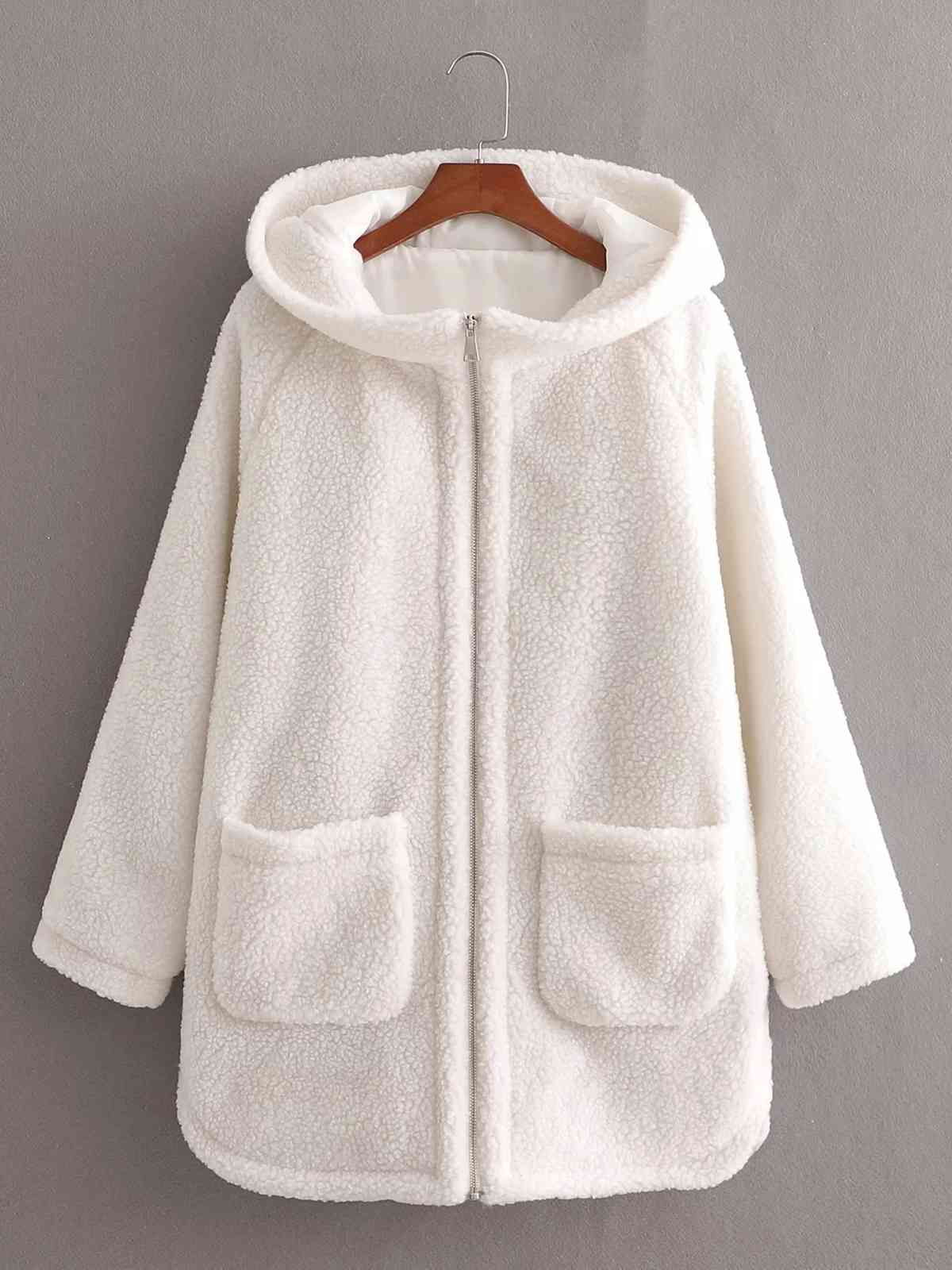 Winter coat women hooded Faux Fur Coats lambwool jacket female teddy casual zipper 210521