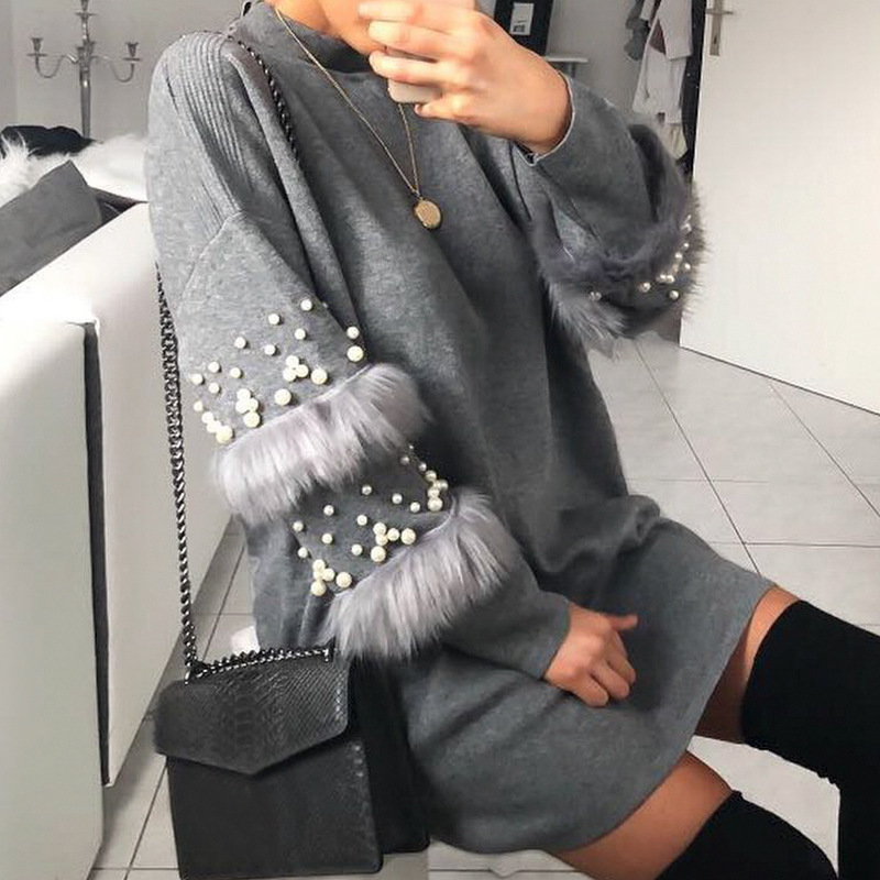 Pullover Women's Jumper Pearl loose rabbit fur Sweater Female Women Warm s thick Winter Knitted Oversized 210508