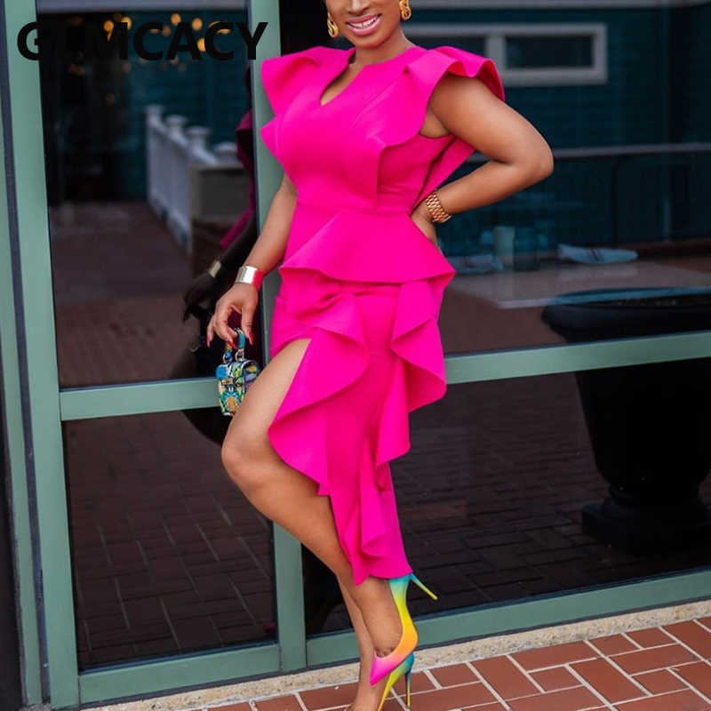 Formal Elegant Evening Party Ruffles Dress 210702