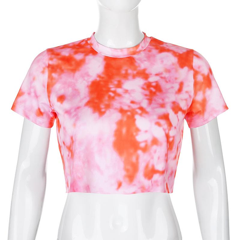 Pink Tie-dyed Casual 2 Piece Set Green O Neck Long Sleeve Loose Hoodie Lace Up Elastic High Waist Purple Print Woman Shorts Women's Tracksui