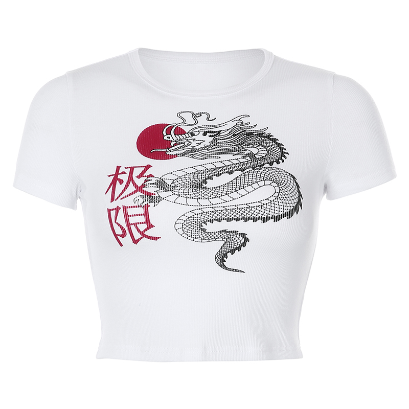 Rockmore Fire Flame&Letter Print T-Shirt Women Short Sleeve Casual Top Tshirt Femme Bodycon O-neck Crop Tops Basic Tee Shirts 210406