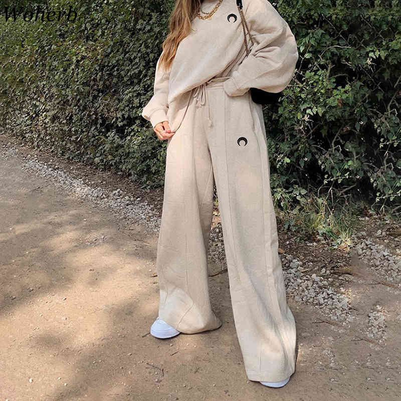 Casual Loose Wide Leg Pants Women Syle High Waisted Trousers Joggers Sweat Femme 210422