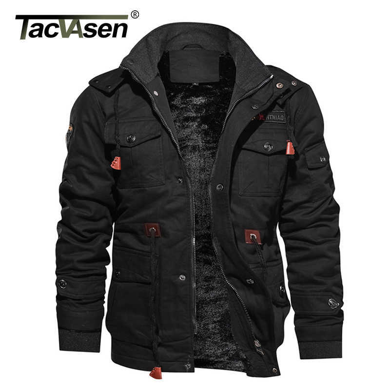 TACVASEN Military Thicken Fleece Jacket Mens Winter Casual Hooded Jacket Coat Pilot Cargo Cotton Jackets Windbreaker Parka Man 210820 - view 7