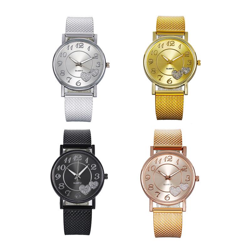 Wristwatches Ladies Silver Gold Mesh Love Heart Dial Watch Fashion Steel Quartz Gift Clock Black Rose Women
Wristwatches Ladies Silver Gold Mesh Love Heart Dial Watch Fashion Steel Quartz Gift Clock Black Rose Women
