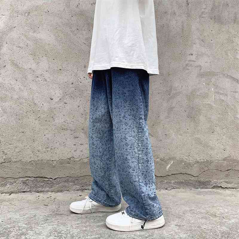 men's jeans outono inverno retro gradiente impressão jeans homem streetwear calças retas moda baggy casual tornozelo-calças de gan, Blue
men's jeans outono inverno retro gradiente impressão jeans homem streetwear calças retas moda baggy casual tornozelo-calças de gan, Blue