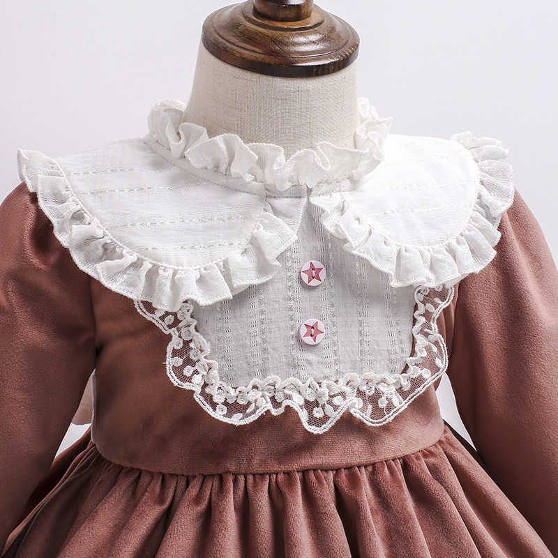3Pcs Baby Girl Vintage Spanish Dress Children Lolita Princess Dresses for Girls Spain Lace Bow Ball Gown Birthday Party Clothes 210615