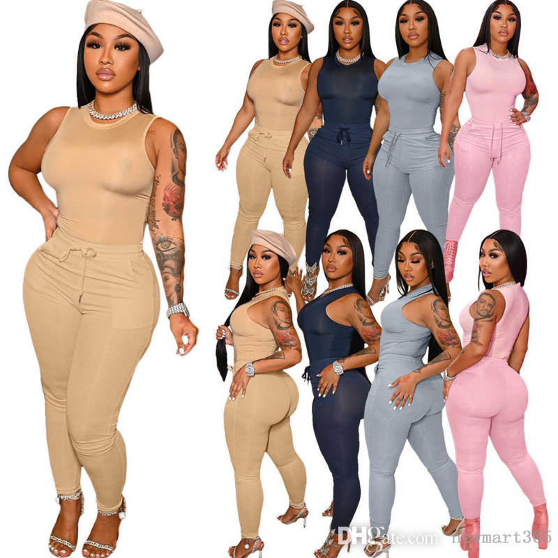 Designer Womens Two Piece Pants Set 2022 Clothing Spring Summer Tracksuit Sleeveless Vest Trousers With Pocket Solid Color Casual Ladies Suit, Gray
Designer Womens Two Piece Pants Set 2022 Clothing Spring Summer Tracksuit Sleeveless Vest Trousers With Pocket Solid Color Casual Ladies Suit, Gray