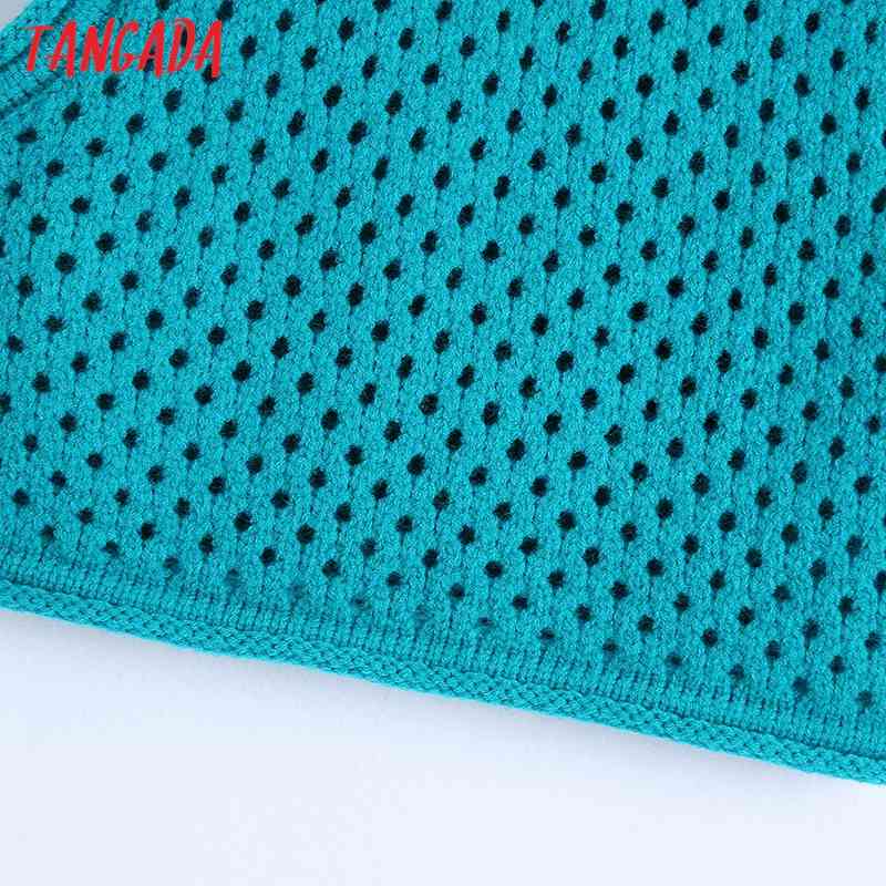 Women Fashion Hollow Out Crop Knitted Vest Sweater O Neck Sleeveless Female Waistcoat Chic Tops BE491 210416