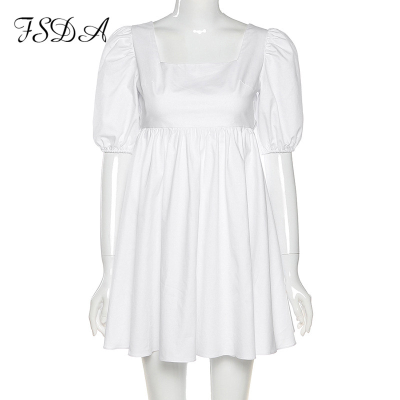 20212021 white backless casual dress women short puff sleeve a line summer beach square neck elegant party mini dresses, Black;gray 
20212021 white backless casual dress women short puff sleeve a line summer beach square neck elegant party mini dresses, Black;gray