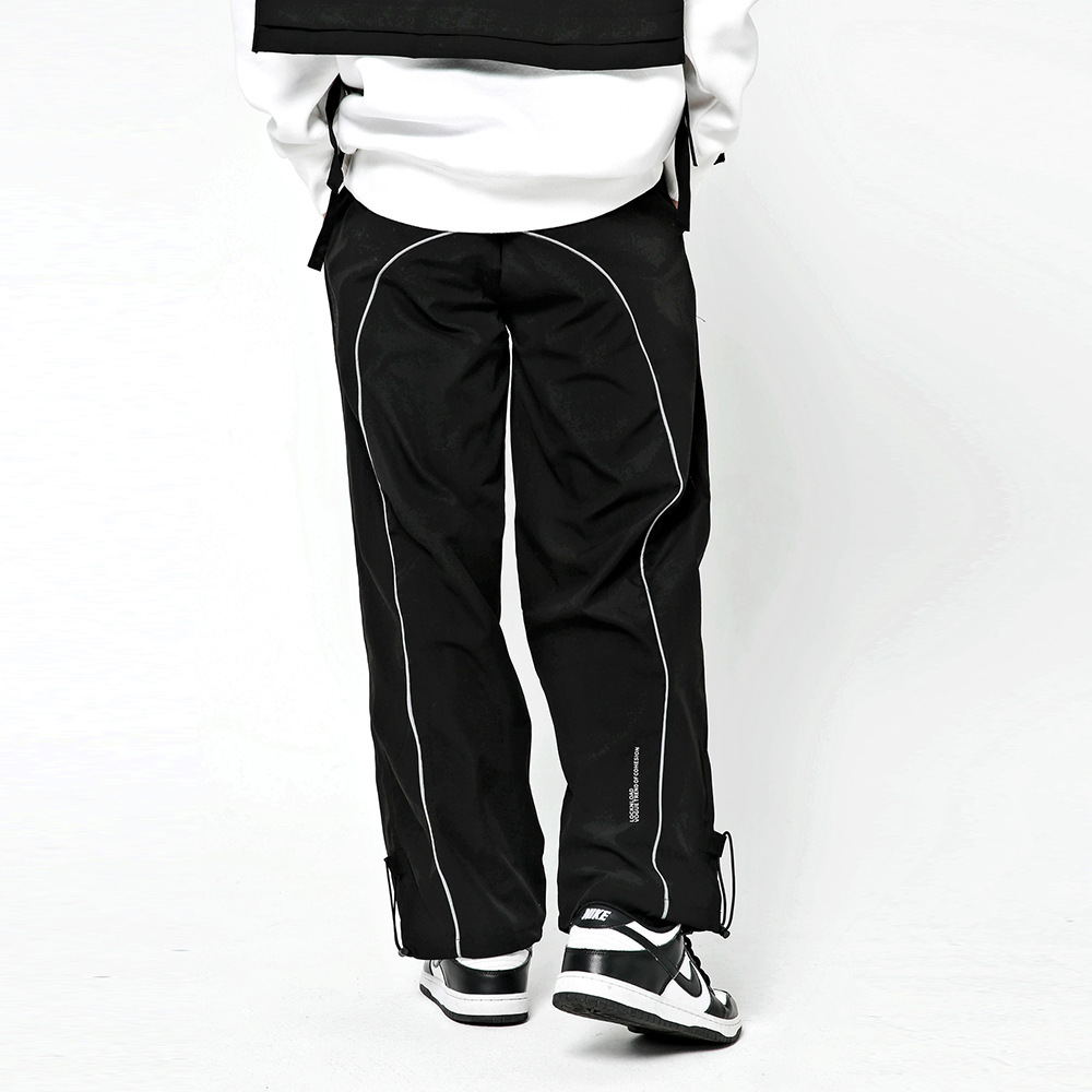 IEFB Men's Reflective Strip Straight Pants Men's Streetwear Fashion Drawstring Leggings Loose Elastic Waist Casual Trousers 4863 210524