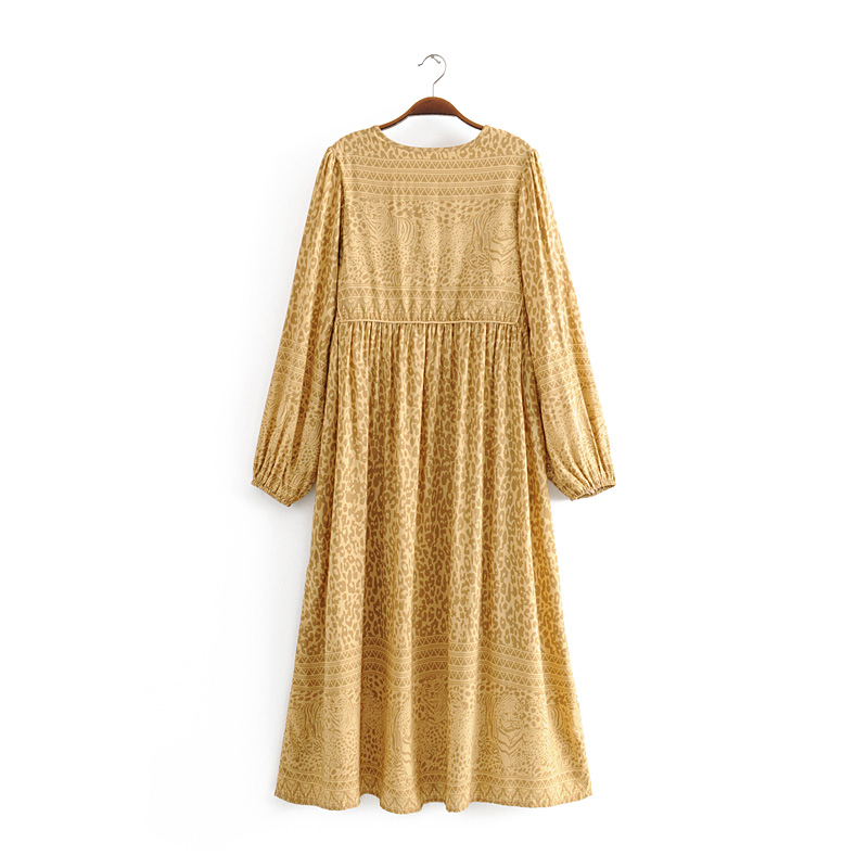 beauty Fashion Boho Style Leopard Print Maxi Dress Women Holiday Chic Tie Tassel Loose Dresses Female Beachwear 210514