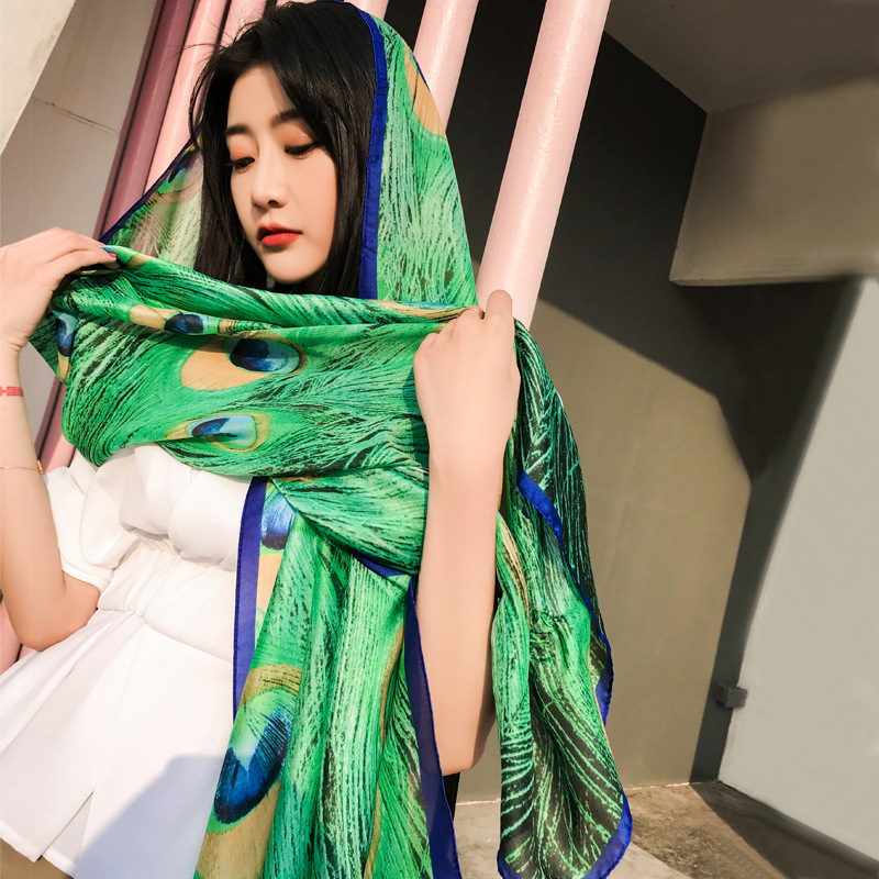 Spring and Summer Silk-like Satin Sunscreen Womens Lengthened Scarf Talma Beach Gauze Kerchief
Spring and Summer Silk-like Satin Sunscreen Womens Lengthened Scarf Talma Beach Gauze Kerchief