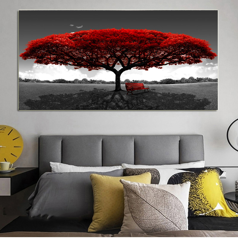 modern red tree bench landscape paintings for living room black and white art decorative pictures drop
modern red tree bench landscape paintings for living room black and white art decorative pictures drop