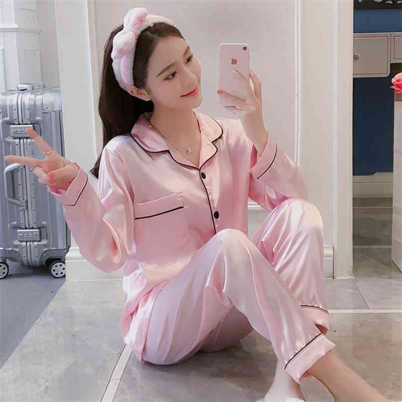 Pajamas for Women Summer Silk Pajamas Solid Sleepwear Satin Silk Pyjamas Plus Size Lingere Loungewear Sleep Tops Pajamas 210924, 10
Pajamas for Women Summer Silk Pajamas Solid Sleepwear Satin Silk Pyjamas Plus Size Lingere Loungewear Sleep Tops Pajamas 210924, 10