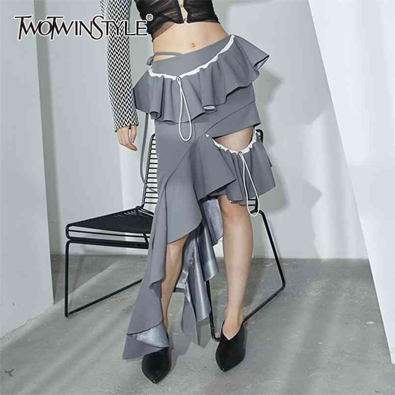 Asymmetric Hem Skirt For Female High Waist Slimming Patchwork Strap Ruffle Women's Streetwear 210521, Gray
Asymmetric Hem Skirt For Female High Waist Slimming Patchwork Strap Ruffle Women's Streetwear 210521, Gray