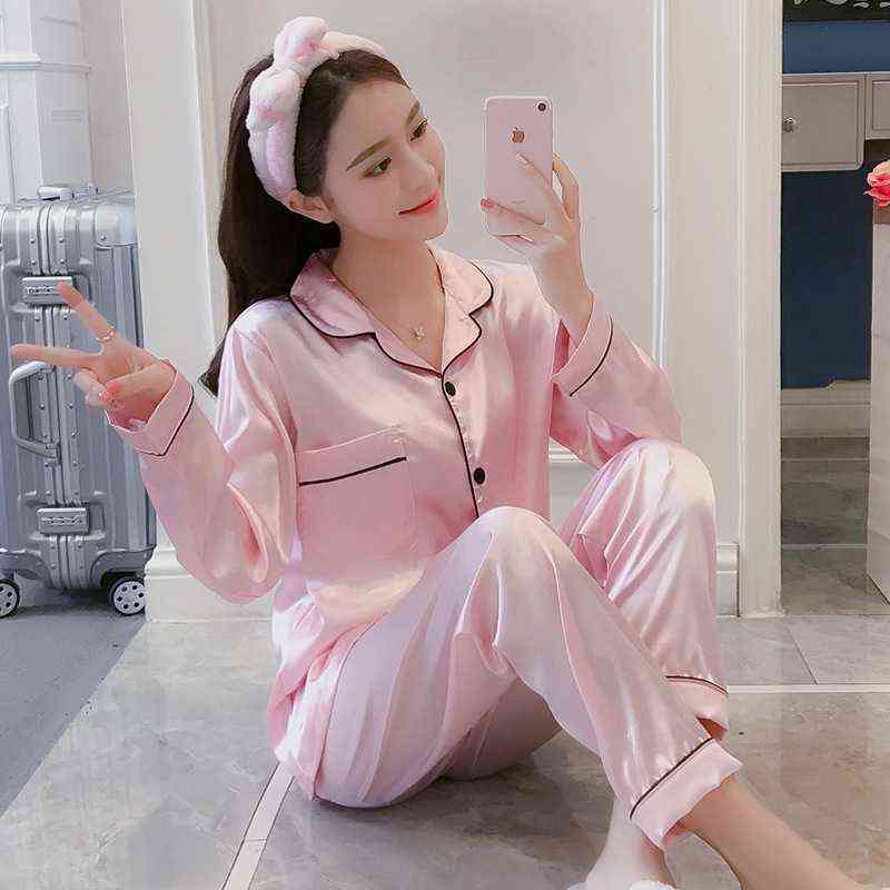 Pajamas for Women Silk Pajamas Solid Sleepwear Satin Silk Pyjamas Plus Size Lingere Loungewear Sleep Tops Sexy Pijama Pajamas 211109
