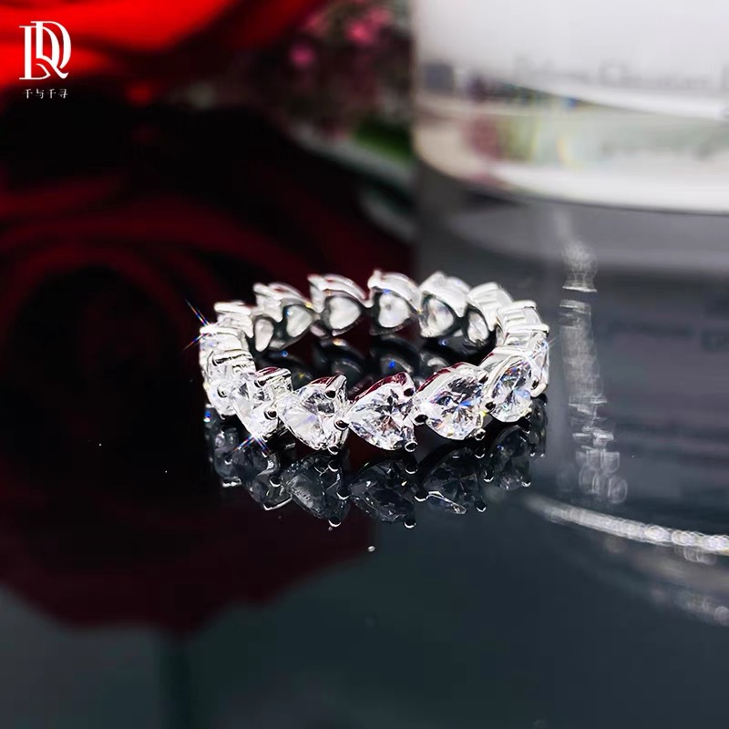 Eternity Promise Ring 925 sterling silver Heart 4mm 5A Cz stone Engagement Wedding band rings for women men Party Jewelry