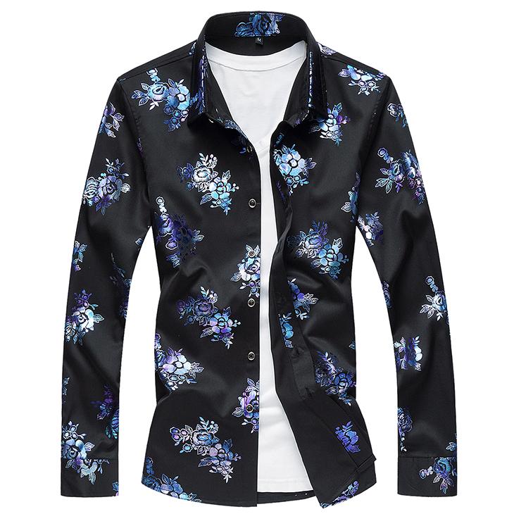 Good Quality 2021 Long Sleeve Mens Casual Shirts Print Plus Size 7XL Regular Fit Men's