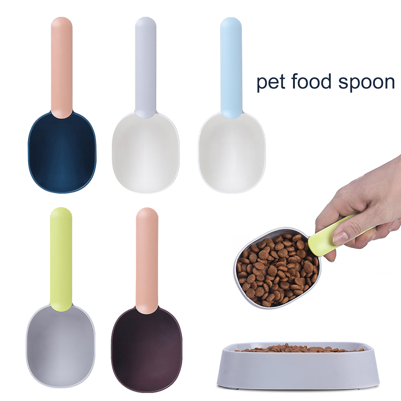 Multifunctional Dog Spoon Pet Feeding Spoon With Sealed Bag Clip Creative Measuring Cup Curved Design,Easy To Clean