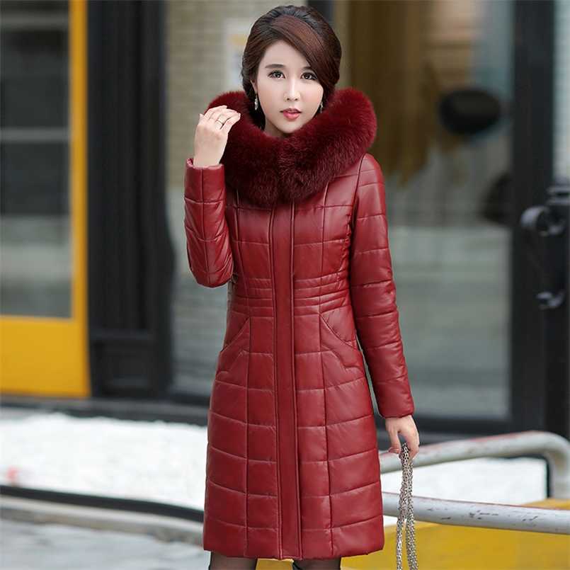 L-8XL Women Long Leather Overcoat Winter Mother Sheepskin Coat Thicken Warm Fur Collar Hooded Jacket Outerwear Female 211110, Champagne
L-8XL Women Long Leather Overcoat Winter Mother Sheepskin Coat Thicken Warm Fur Collar Hooded Jacket Outerwear Female 211110, Champagne
