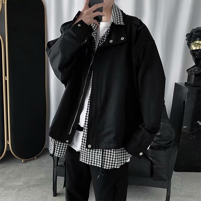 Summer thin fake two-piece overalls men's ins casual loose spring autumn jacket versatile handsome, Black
Summer thin fake two-piece overalls men's ins casual loose spring autumn jacket versatile handsome, Black