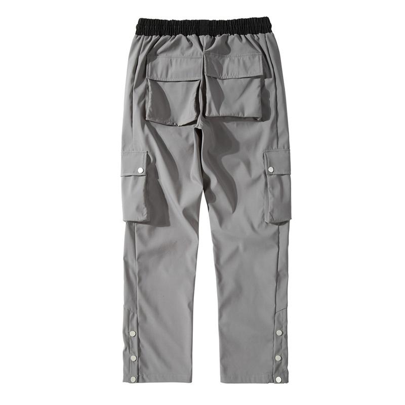 Men's Pants ELKMU Streetwear Multi-pocket Cargo Men Jogger Sweatpants Harajuku Buttons Split Male Trousers Elastic Waist HM226