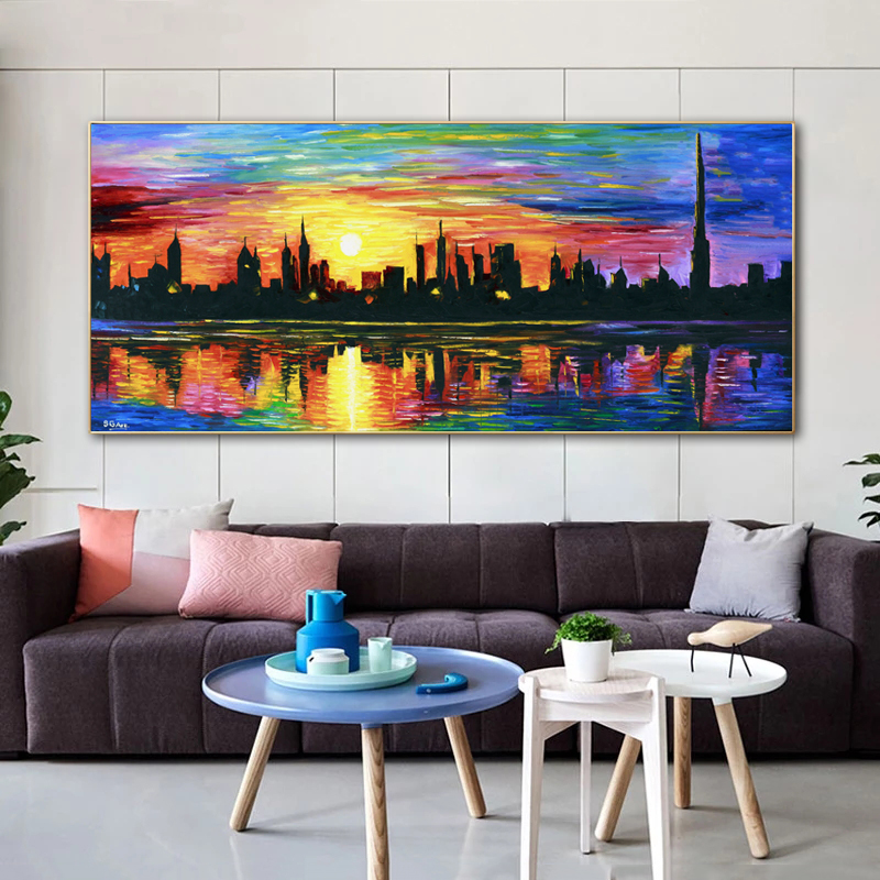 Knife Painting Colorful Oil Painting Printed On Canvas Abstract Wall Art For Living Room Modern Home Decor Landscape Pictures