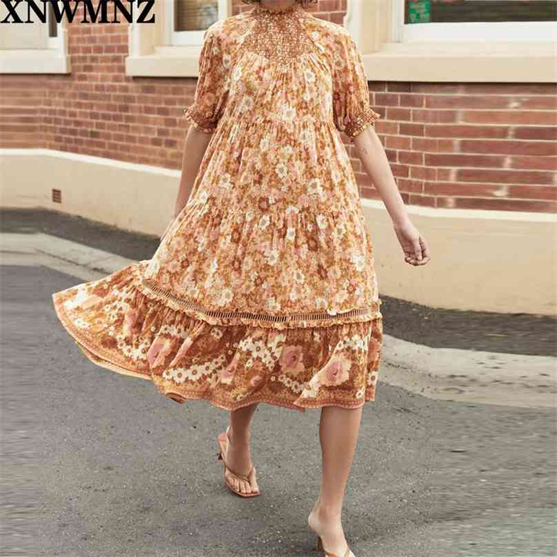women Pleated collar cuffs midi dress Female lantern sleeves ruffled Printed Smocked panels laddered trim robe chic 210520, Orange
women Pleated collar cuffs midi dress Female lantern sleeves ruffled Printed Smocked panels laddered trim robe chic 210520, Orange